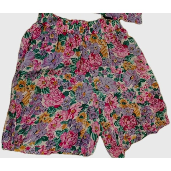 Vintage Adonis 2 Piece Matching Set Size M Top & Shorts Floral 100% Rayon - Picture 5 of 12